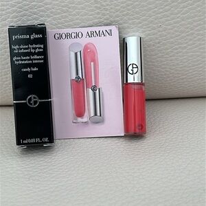 NIB Giorgio Armani Prisma Glass Lip Gloss/02 Candy Halo - Pink/ 1ml Travel Size